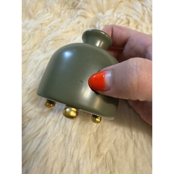 Hunter Green Vase Oil Diffuser Pot Small Gold Feet Home Decor Wicked - Picture 2 of 7